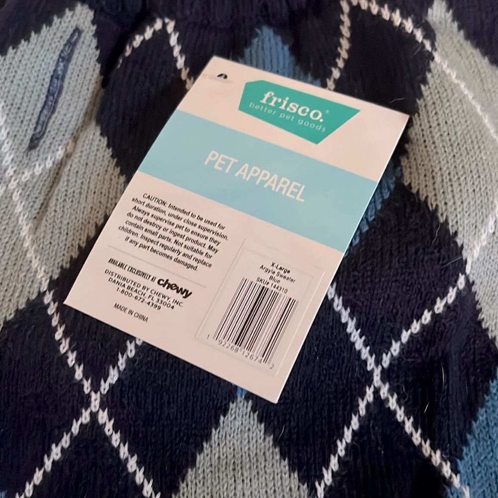 NWT Navy/Grey Argyle Dog Sweater - Picture 3 of 3